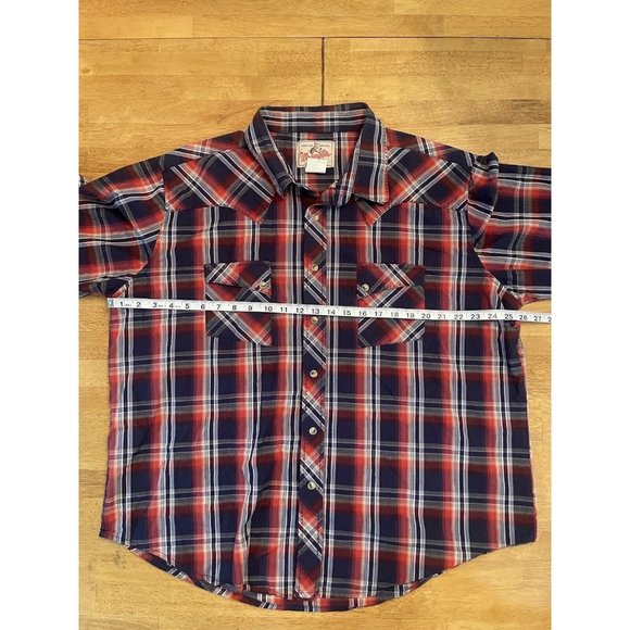 Wrangler Snap Wide Stitch Mens Plaid Long Sleeve Pearl Snap Shirt Sz 2xl - Picture 5 of 7